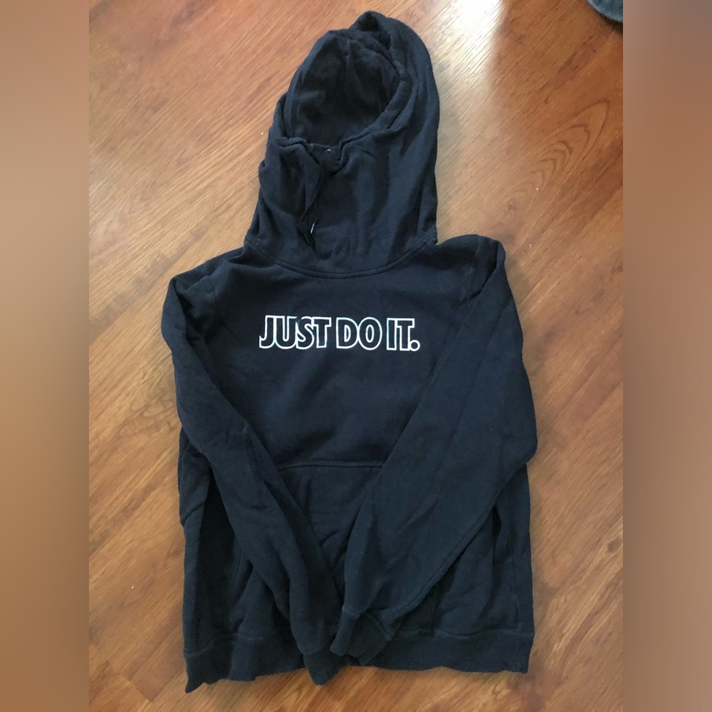 Black Nike Hoodie with Silver Holographic Logo